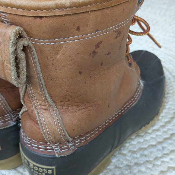 LL Bean 8" Shearling Lined Insulated Leather Lace Up Boots Women's 9.5 / 10 - Picture 8 of 12